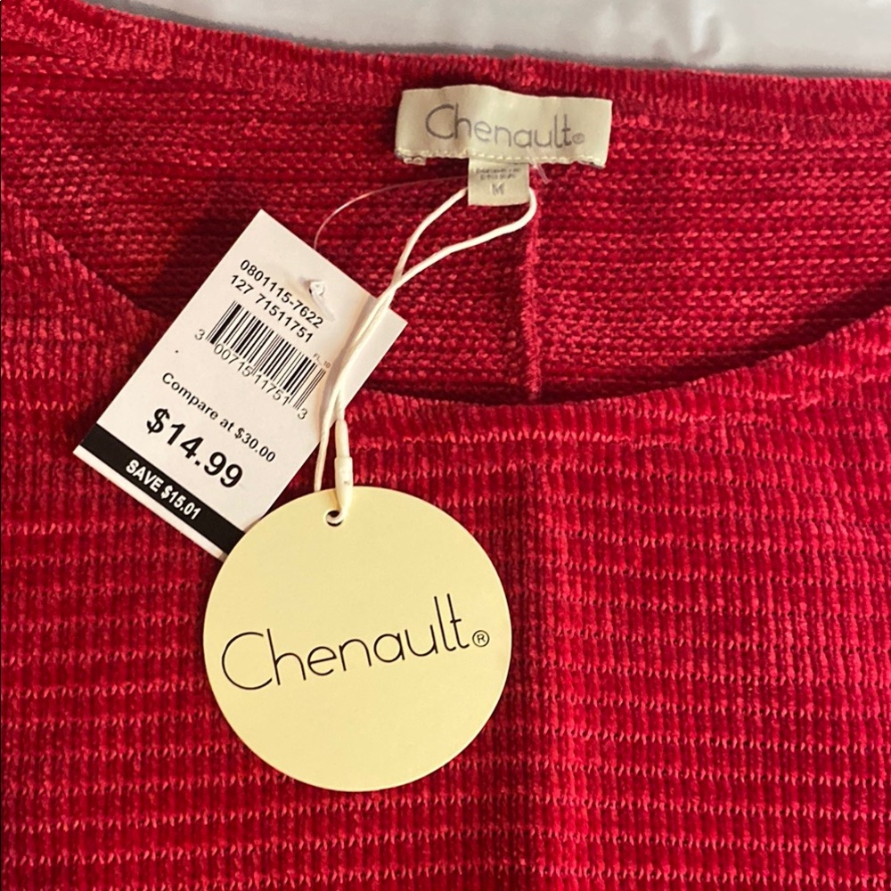 Chenault Red Crew Neck Sweater with Ribbed Knit